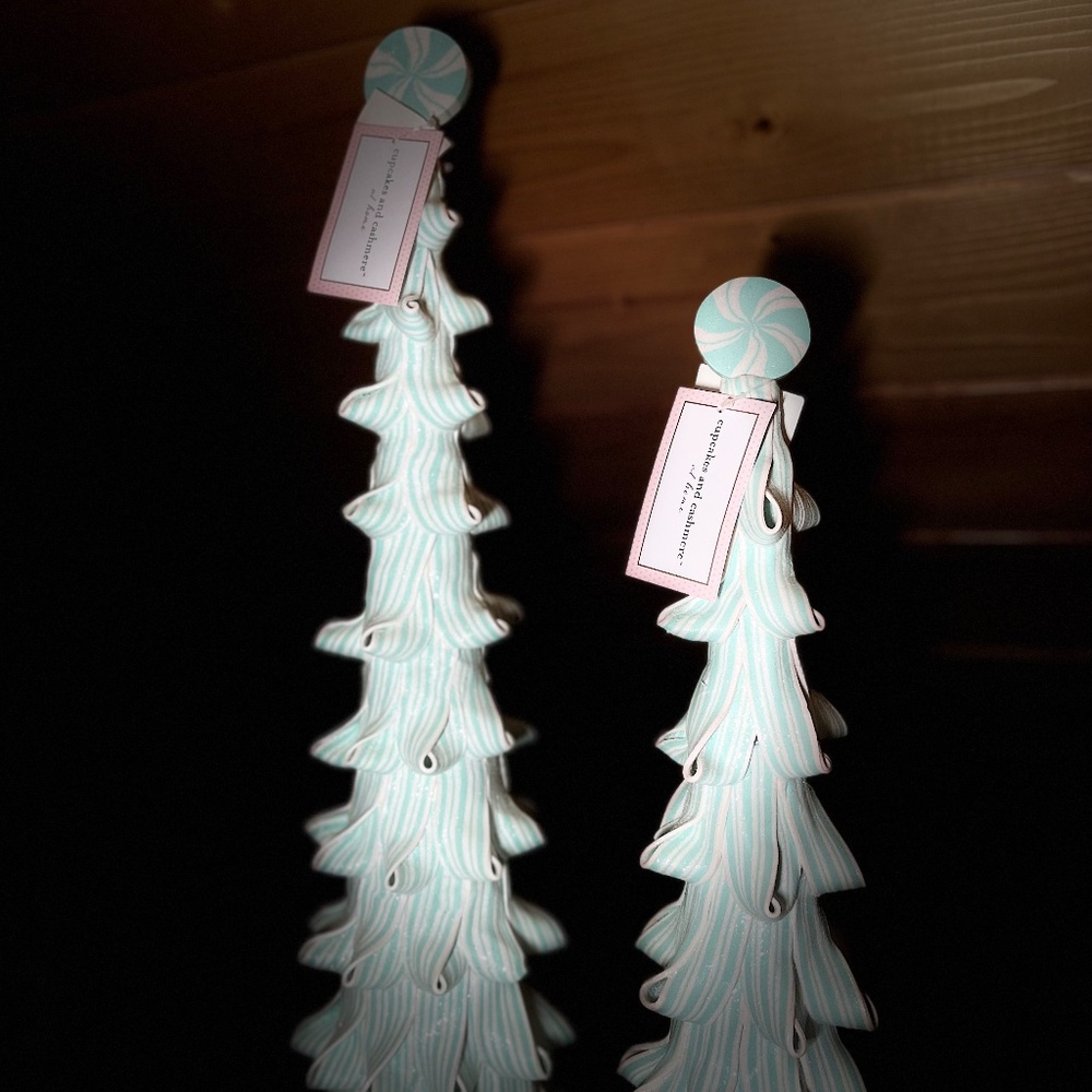 Cupcakes and Cashmere Teal Peppermint Ribbon Christmas Tree Large